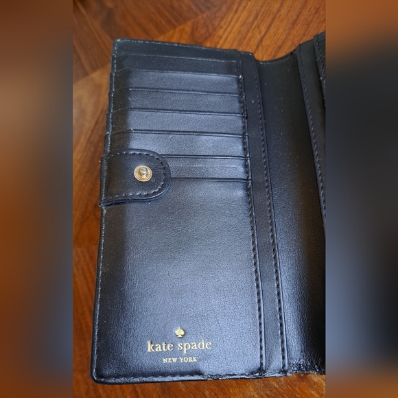 Kate Spade Black and Sand Beach Striped Continental Wallet - Picture 7 of 10